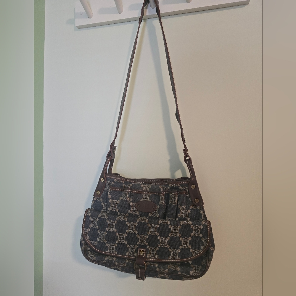 Celine Vintage Triomphe Denim Shoulder Bag - Picture 2 of 7
